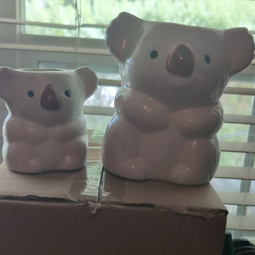 Adorable White Koala Ceramic Planters